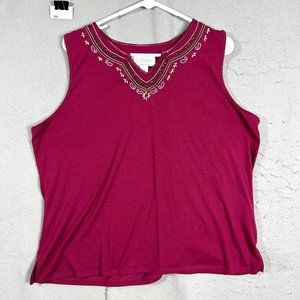 CJ Banks Women's Sleeveless Top Tank Blouse Pullover Red Plus Size 1X
